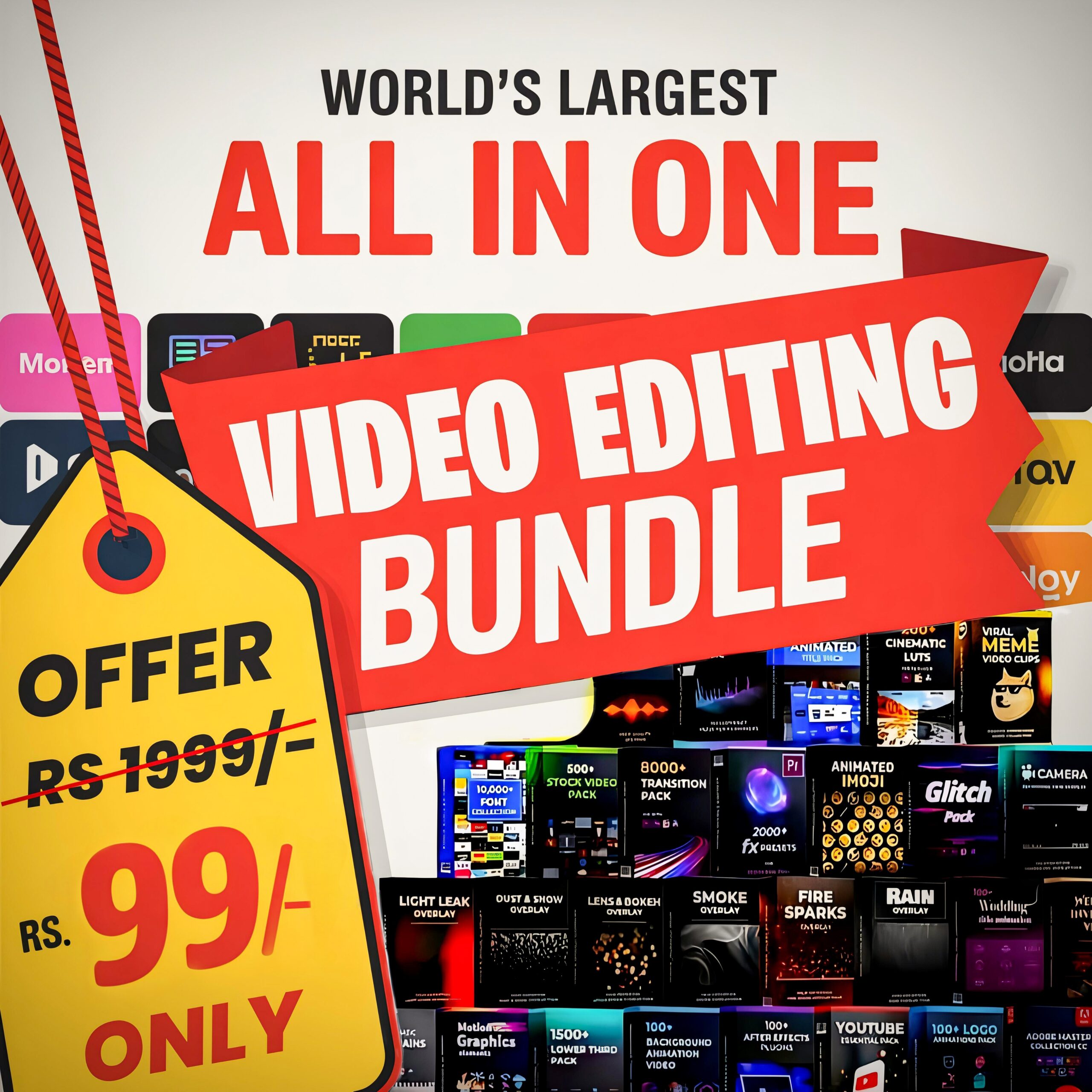 All In One Video Editing Bundle + Bonus Pack Free Assets